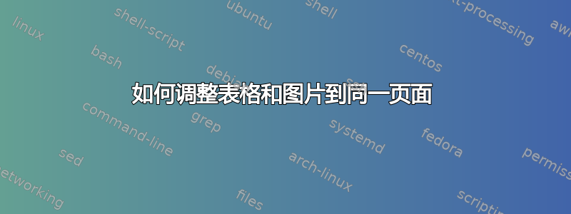 如何调整表格和图片到同一页面