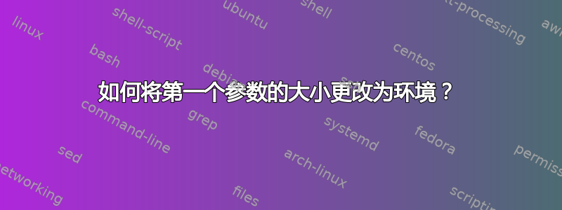 如何将第一个参数的大小更改为环境？