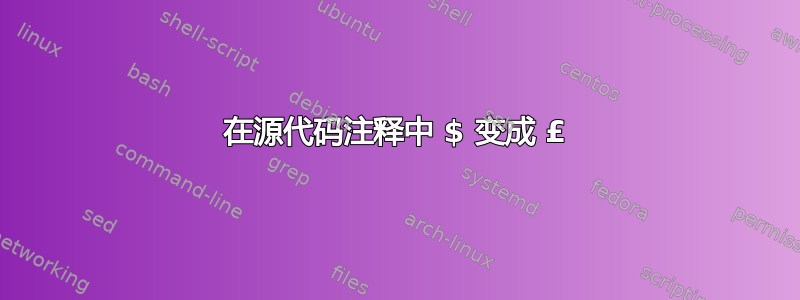 在源代码注释中 $ 变成 £