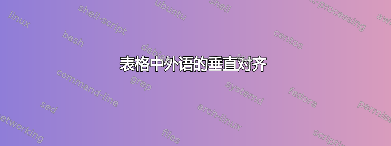 表格中外语的垂直对齐