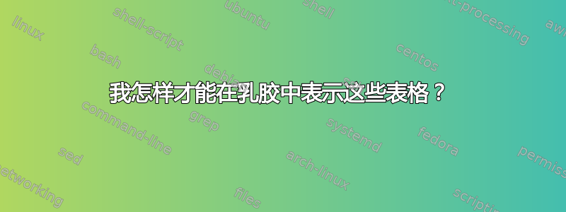 我怎样才能在乳胶中表示这些表格？