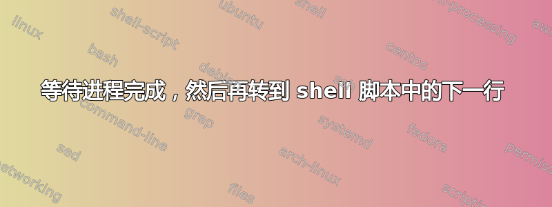 等待进程完成，然后再转到 shell 脚本中的下一行