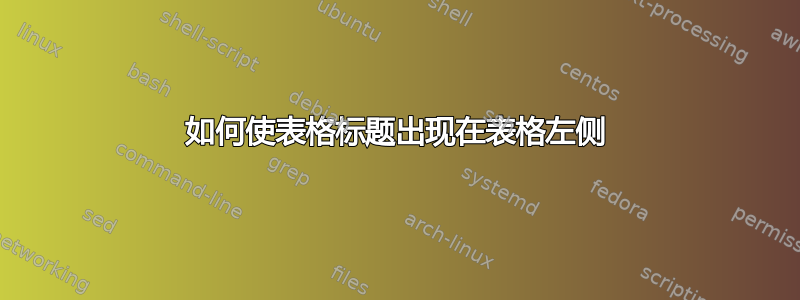 如何使表格标题出现在表格左侧