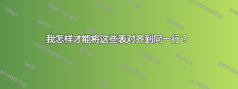 我怎样才能将这些表对齐到同一行？