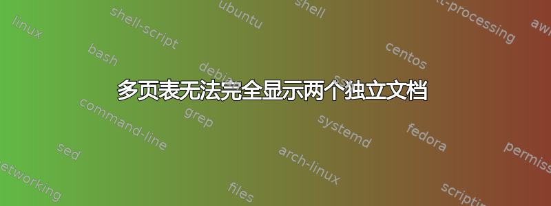 多页表无法完全显示两个独立文档