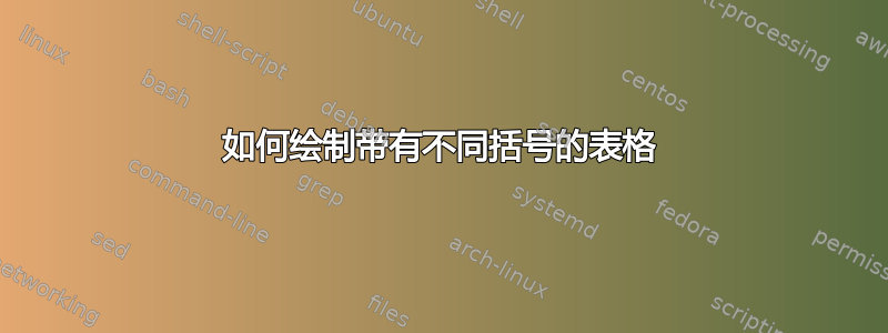 如何绘制带有不同括号的表格