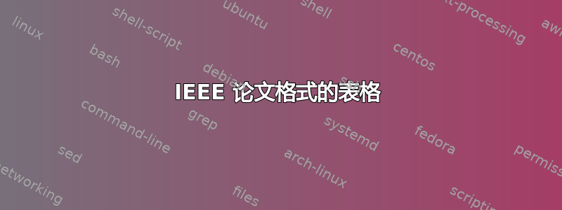 IEEE 论文格式的表格