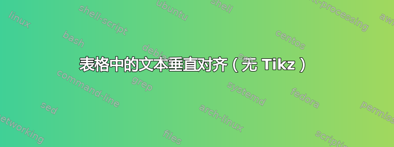 表格中的文本垂直对齐（无 Tikz）