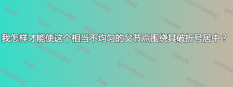 我怎样才能使这个相当不均匀的父节点围绕其破折号居中？