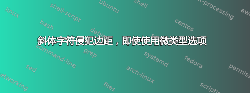 斜体字符侵犯边距，即使使用微类型选项 