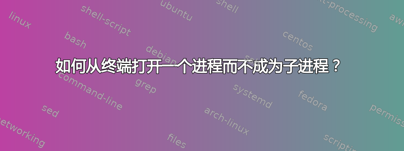 如何从终端打开一个进程而不成为子进程？