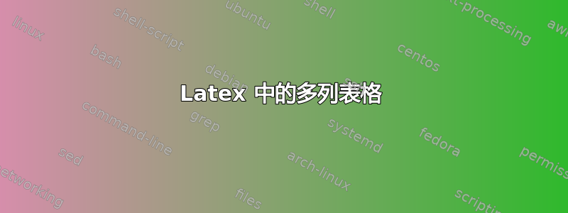 Latex 中的多列表格