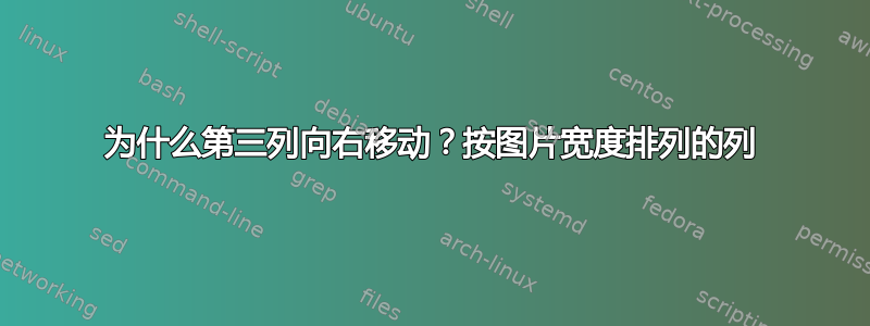 为什么第三列向右移动？按图片宽度排列的列