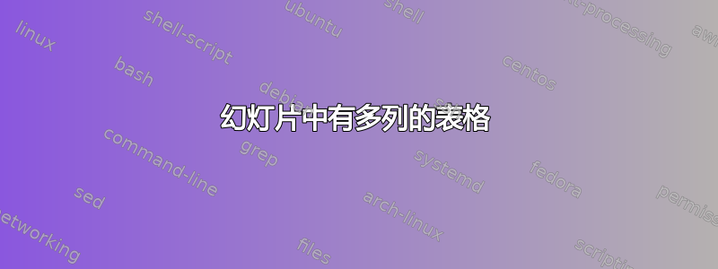 幻灯片中有多列的表格