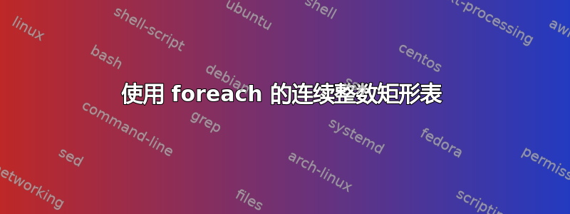 使用 foreach 的连续整数矩形表