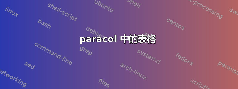 paracol 中的表格