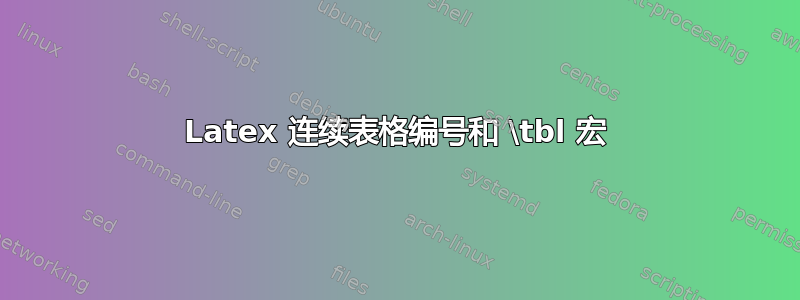 Latex 连续表格编号和 \tbl 宏