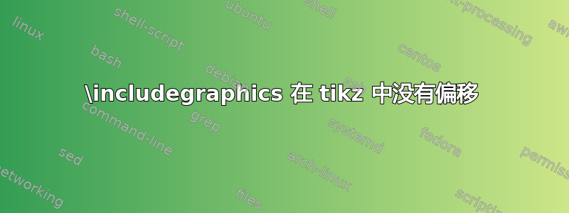 \includegraphics 在 tikz 中没有偏移