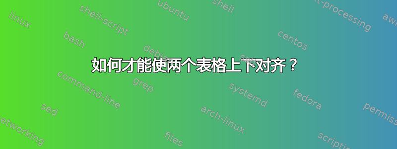 如何才能使两个表格上下对齐？