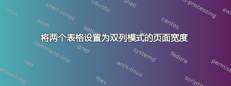 将两个表格设置为双列模式的页面宽度