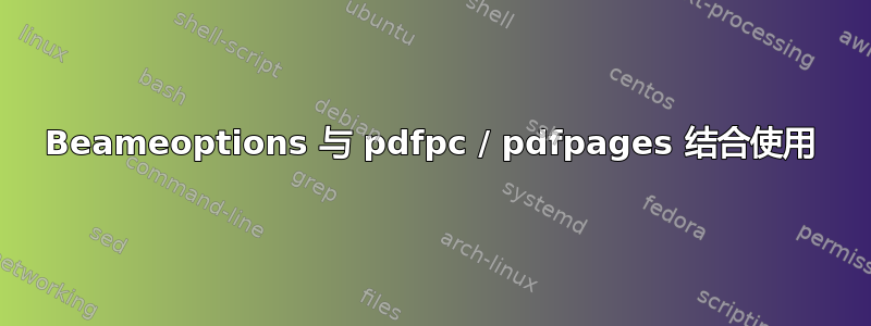 Beameoptions 与 pdfpc / pdfpages 结合使用