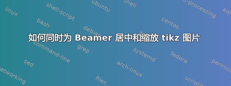 如何同时为 Beamer 居中和缩放 tikz 图片