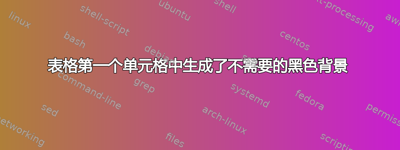 表格第一个单元格中生成了不需要的黑色背景