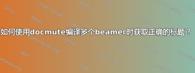 如何使用docmute编译多个beamer时获取正确的标题？