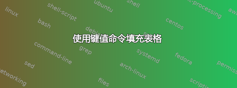 使用键值命令填充表格