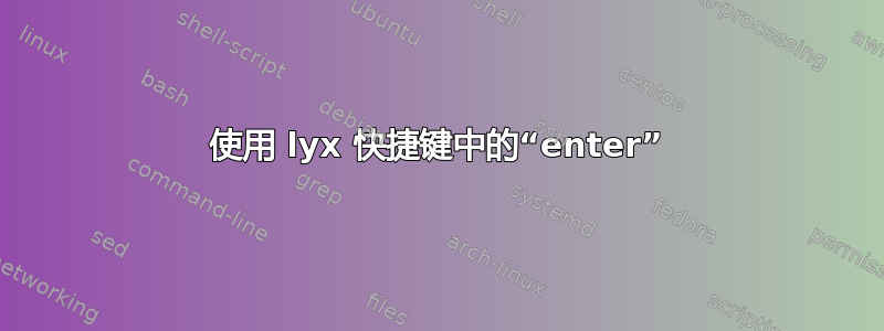 使用 lyx 快捷键中的“enter”