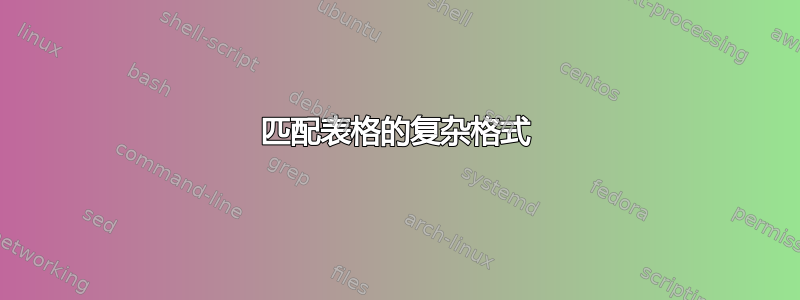 匹配表格的复杂格式