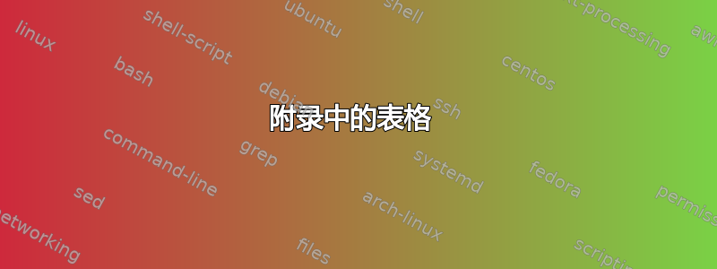 附录中的表格 