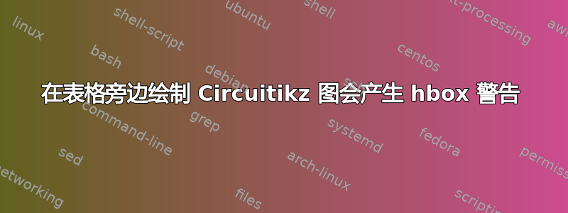 在表格旁边绘制 Circuitikz 图会产生 hbox 警告