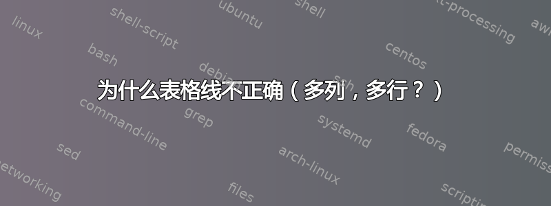 为什么表格线不正确（多列，多行？）