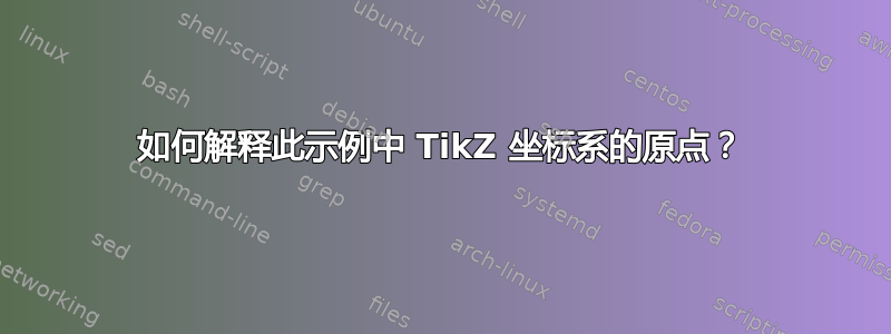 如何解释此示例中 TikZ 坐标系的原点？