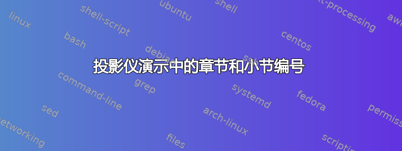 投影仪演示中的章节和小节编号