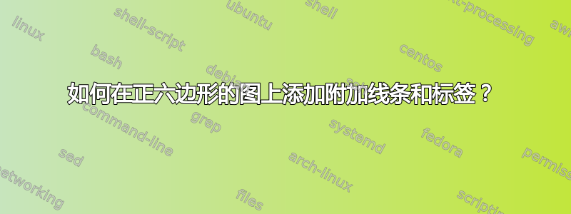 如何在正六边形的图上添加附加线条和标签？