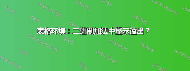 表格环境：二进制加法中显示溢出？