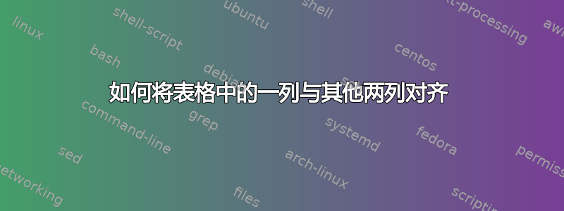 如何将表格中的一列与其他两列对齐