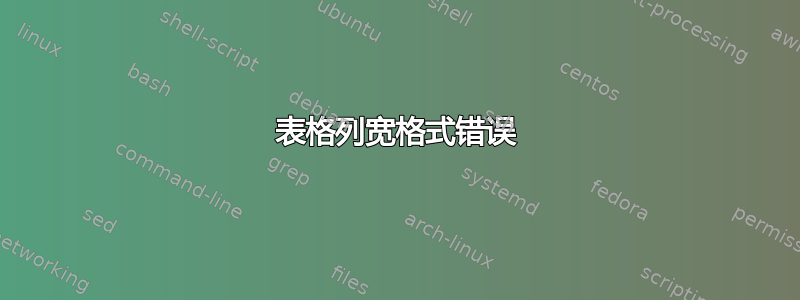 表格列宽格式错误