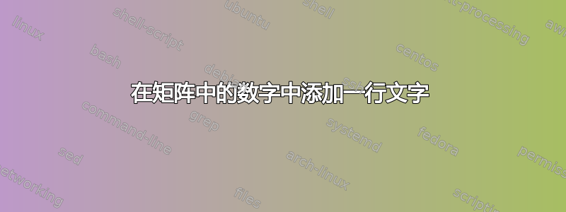 在矩阵中的数字中添加一行文字