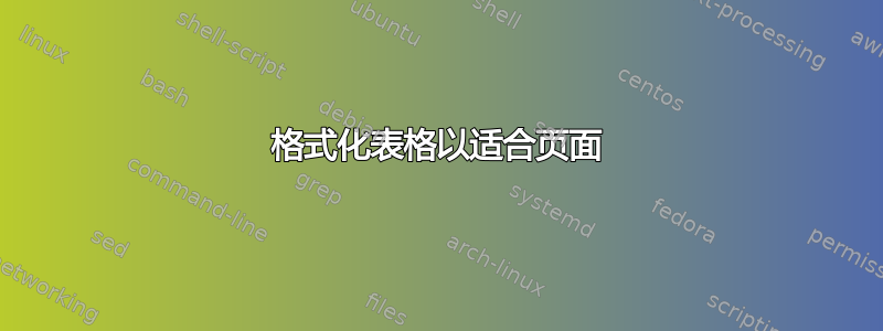 格式化表格以适合页面