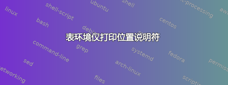 表环境仅打印位置说明符