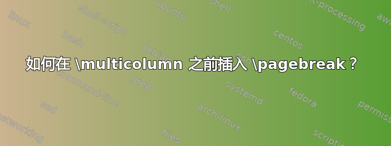 如何在 \multicolumn 之前插入 \pagebreak？