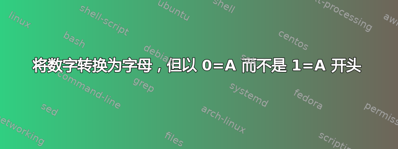 将数字转换为字母，但以 0=A 而不是 1=A 开头