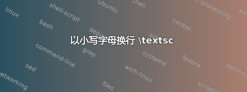 以小写字母换行 \textsc