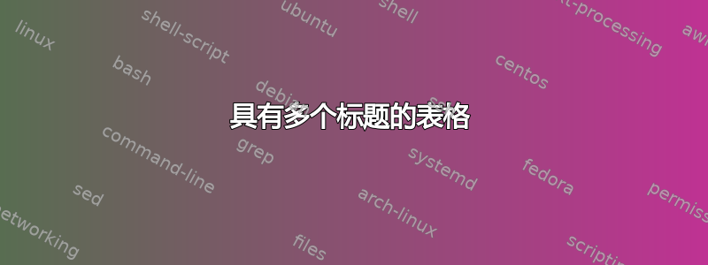 具有多个标题的表格