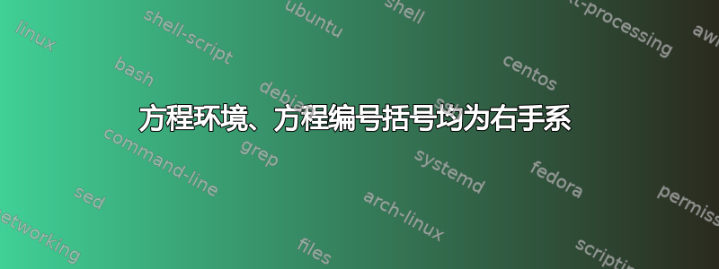 方程环境、方程编号括号均为右手系