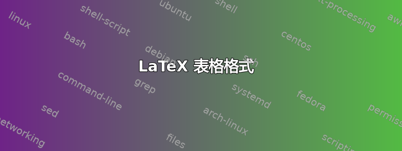 LaTeX 表格格式 