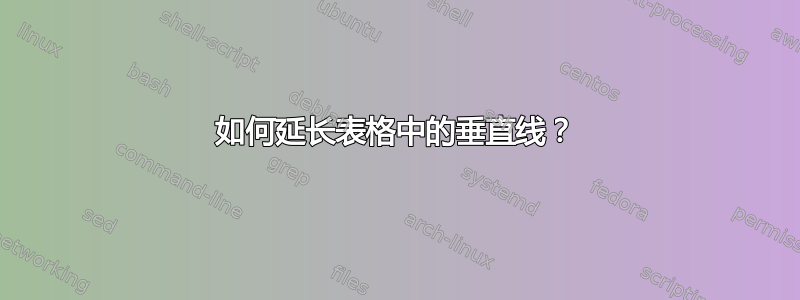 如何延长表格中的垂直线？